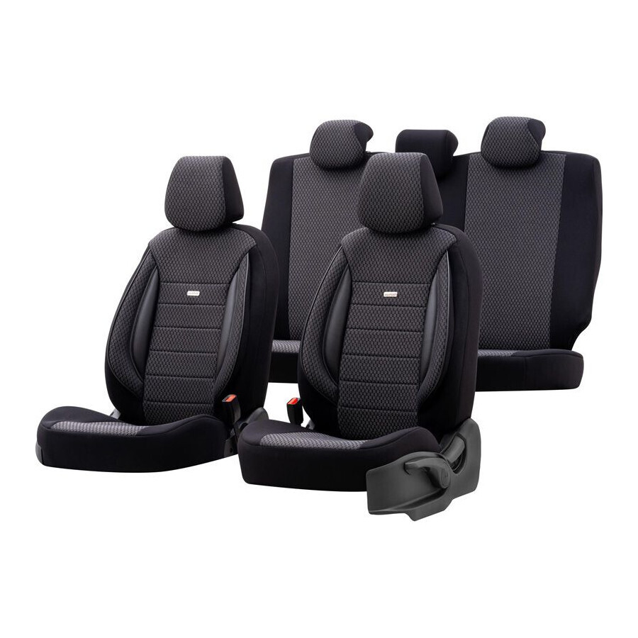 Huse Scaune pentru Masini Auto Universal Negru Lux PU Piele Textil Set Complet