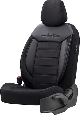 Huse Scaune pentru Masini Auto Universal Negru Lux PU Piele Textil Set Complet