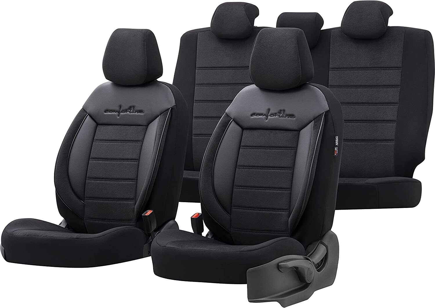 Huse Scaune pentru Masini Auto Universal Negru Lux PU Piele Textil Set Complet