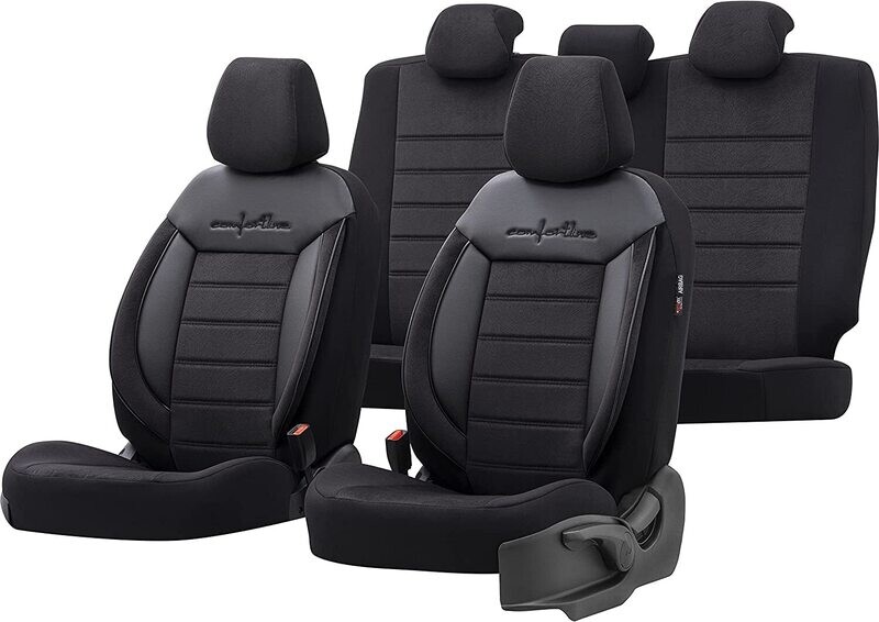 Huse Scaune pentru Masini Auto Universal Negru Lux PU Piele Textil Set Complet