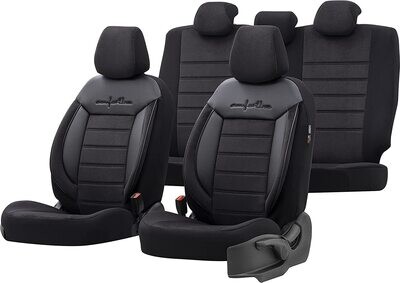 Huse Scaune pentru Masini Auto Universal Negru Lux PU Piele Textil Set Complet