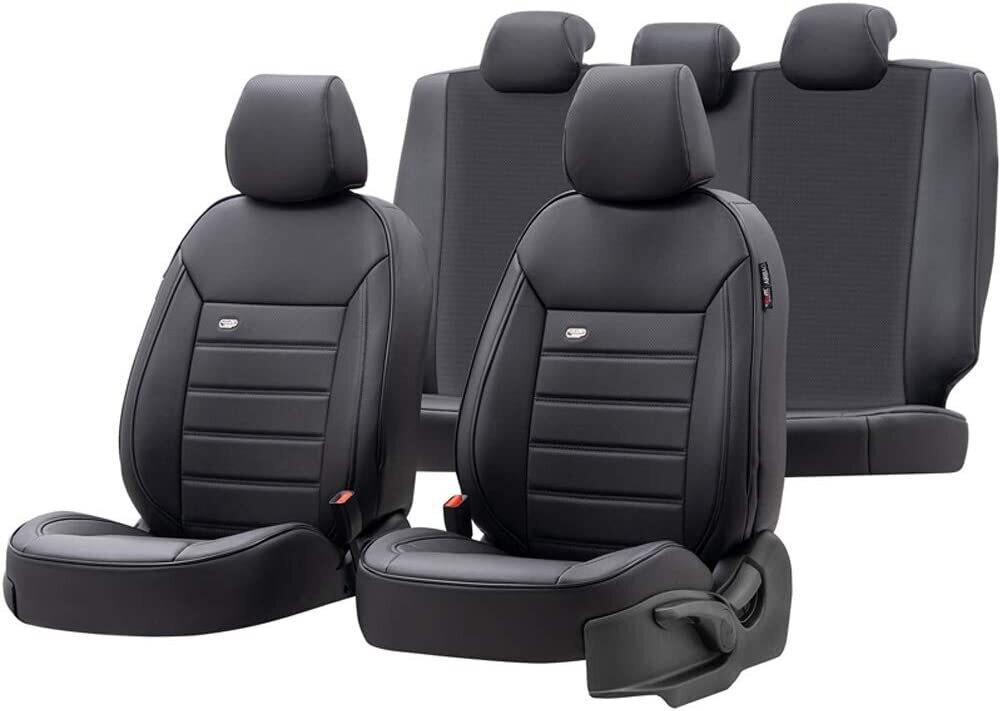 Huse Scaune pentru Masini Auto Universal Negru Lux PU Piele Textil Set Complet