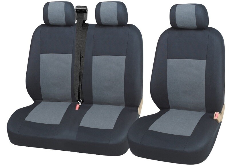 ​2+1 Huse Scaune Universal pentru Microbuze Negru Gri Textile