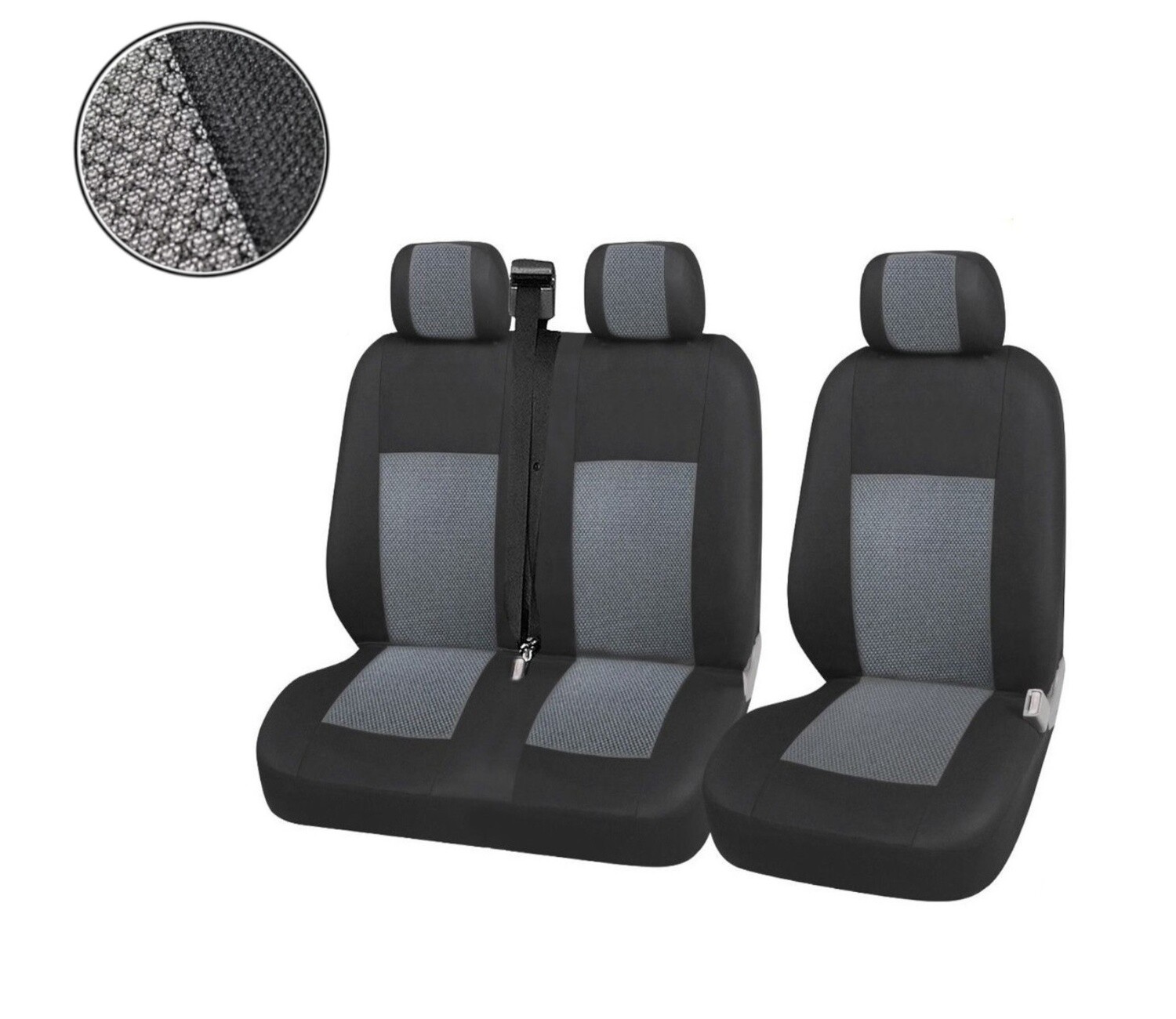 ​2+1 Huse Scaune Universal pentru Microbuze Negru Gri  Textile