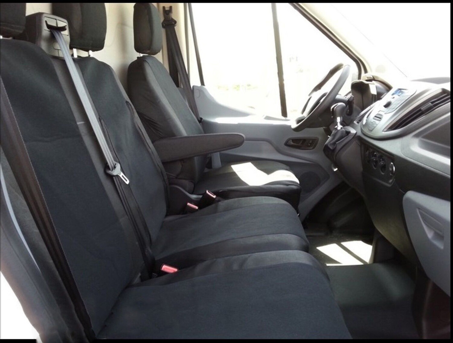 ​2+1 Huse Scaune pentru FORD TRANSIT 2013+ Microbuze Negru Textile