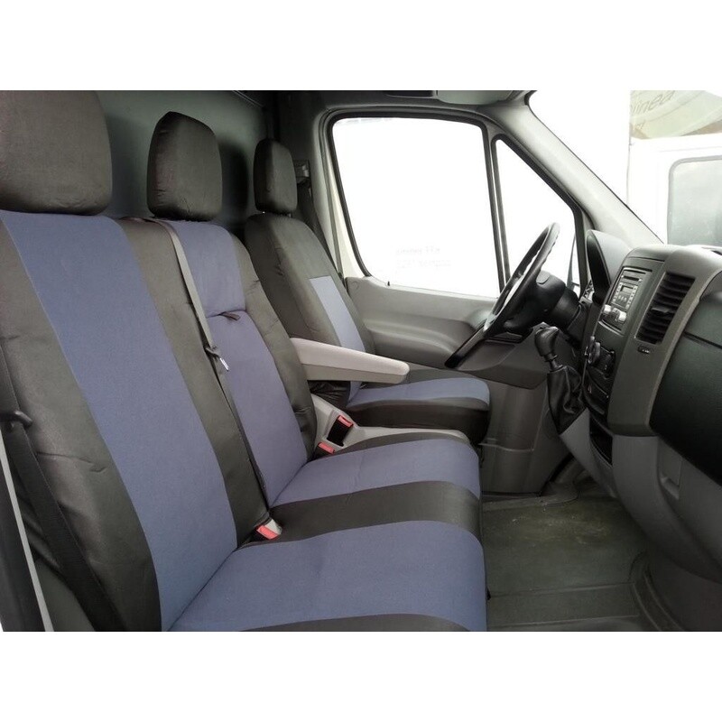 ​2+1 Huse Scaune pentru MERCEDES SPRINTER,VW CRAFTER Microbuze Negru Gri Textile