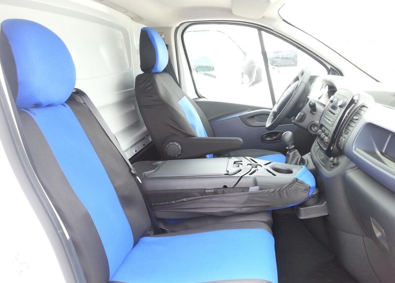 ​2+1 Huse Scaune pentru OPEL VIVARO,RENAULT TRAFIC 2014+ Microbuze Negru Albastru Textile