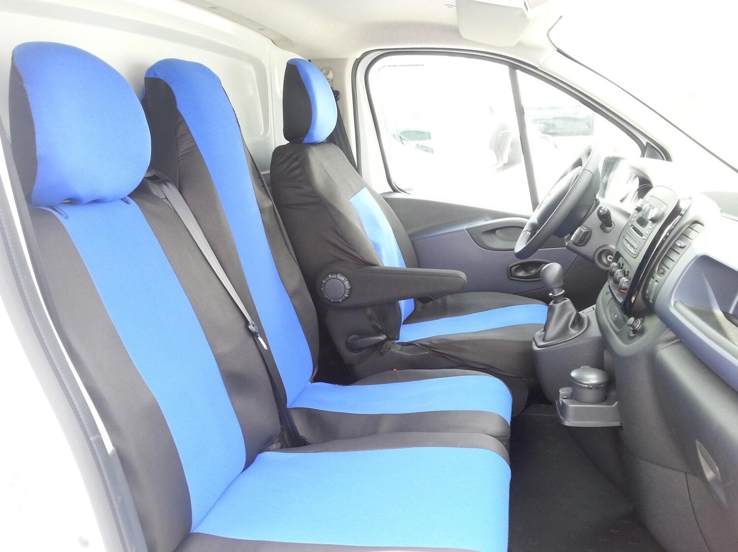 ​2+1 Huse Scaune pentru OPEL VIVARO,RENAULT TRAFIC 2014+ Microbuze Negru Albastru Textile
