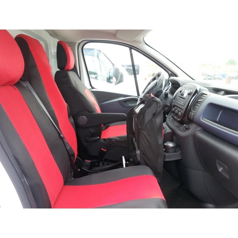 ​2+1 Huse Scaune pentru OPEL VIVARO,RENAULT TRAFIC 2014+ Microbuze Negru Rosu Textile
