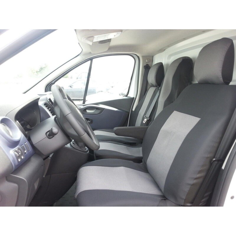 ​2+1 Huse Scaune pentru OPEL VIVARO,RENAULT TRAFIC 2014+ Microbuze Negru Gri Textile