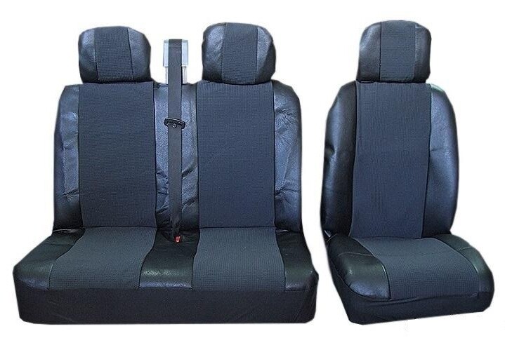 ​2+1 Huse Scaune Universal pentru Microbuze Negru Textile Piele