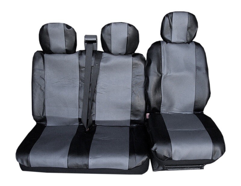 ​2+1 Huse Scaune Universal pentru Microbuze Negru Gri Textile Piele