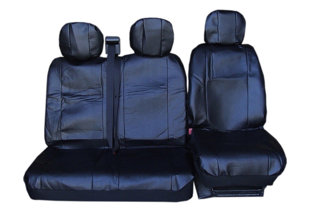 ​2+1 Huse Scaune Universal pentru Microbuze Negru Piele
