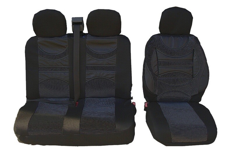 ​2+1 Huse Scaune Universal pentru Microbuze Negru  Textile Piele cu Suport Lombar