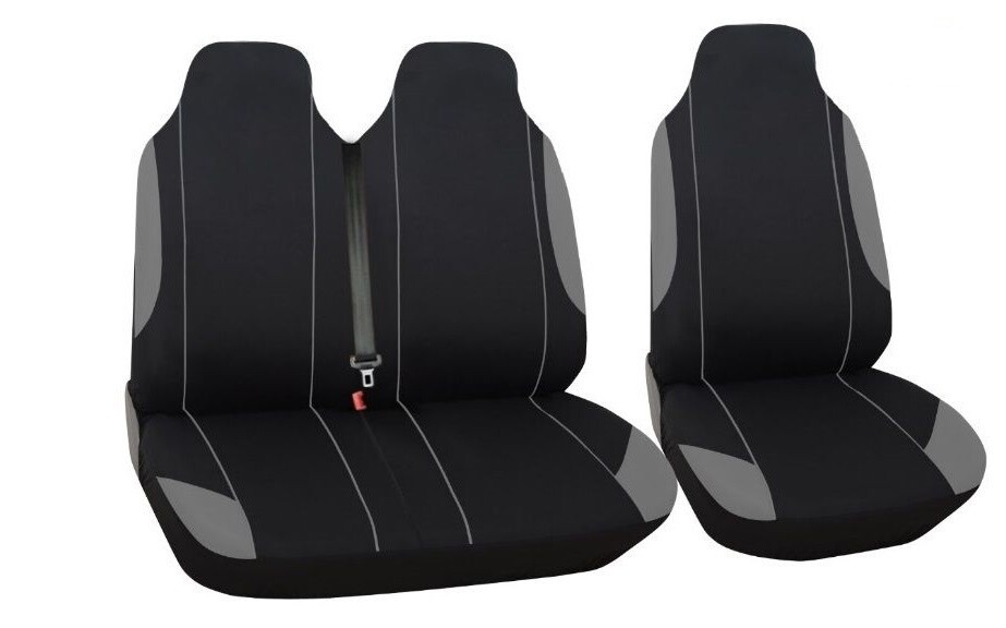 ​2+1 Huse Scaune Universal pentru Microbuze Negru Gri  Textile