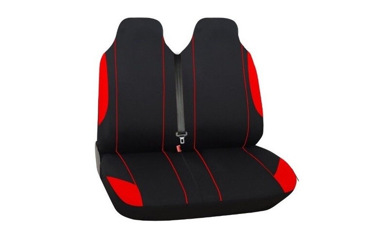 ​2+1 Huse Scaune Universal pentru Microbuze Negru Rosu Textile