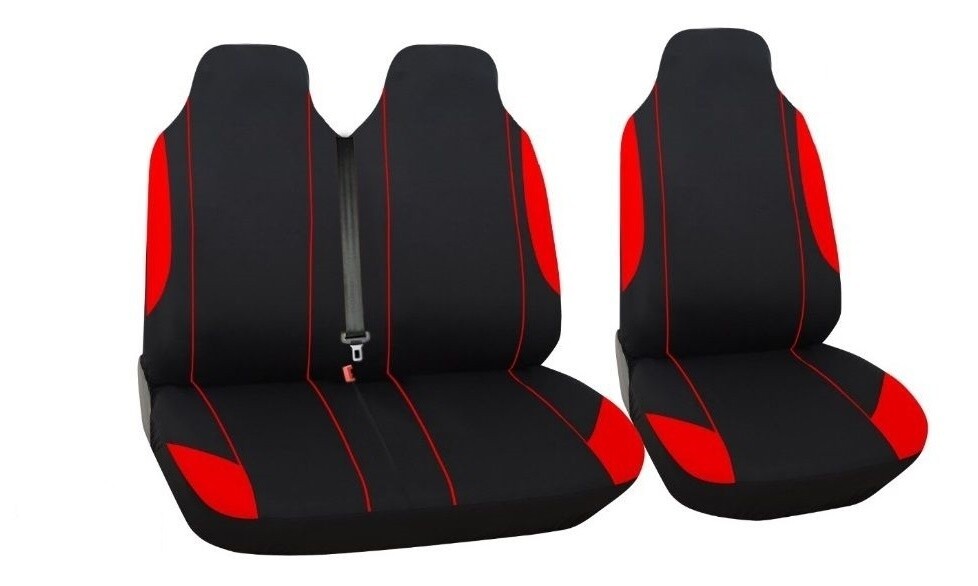 ​2+1 Huse Scaune Universal pentru Microbuze Negru Rosu Textile