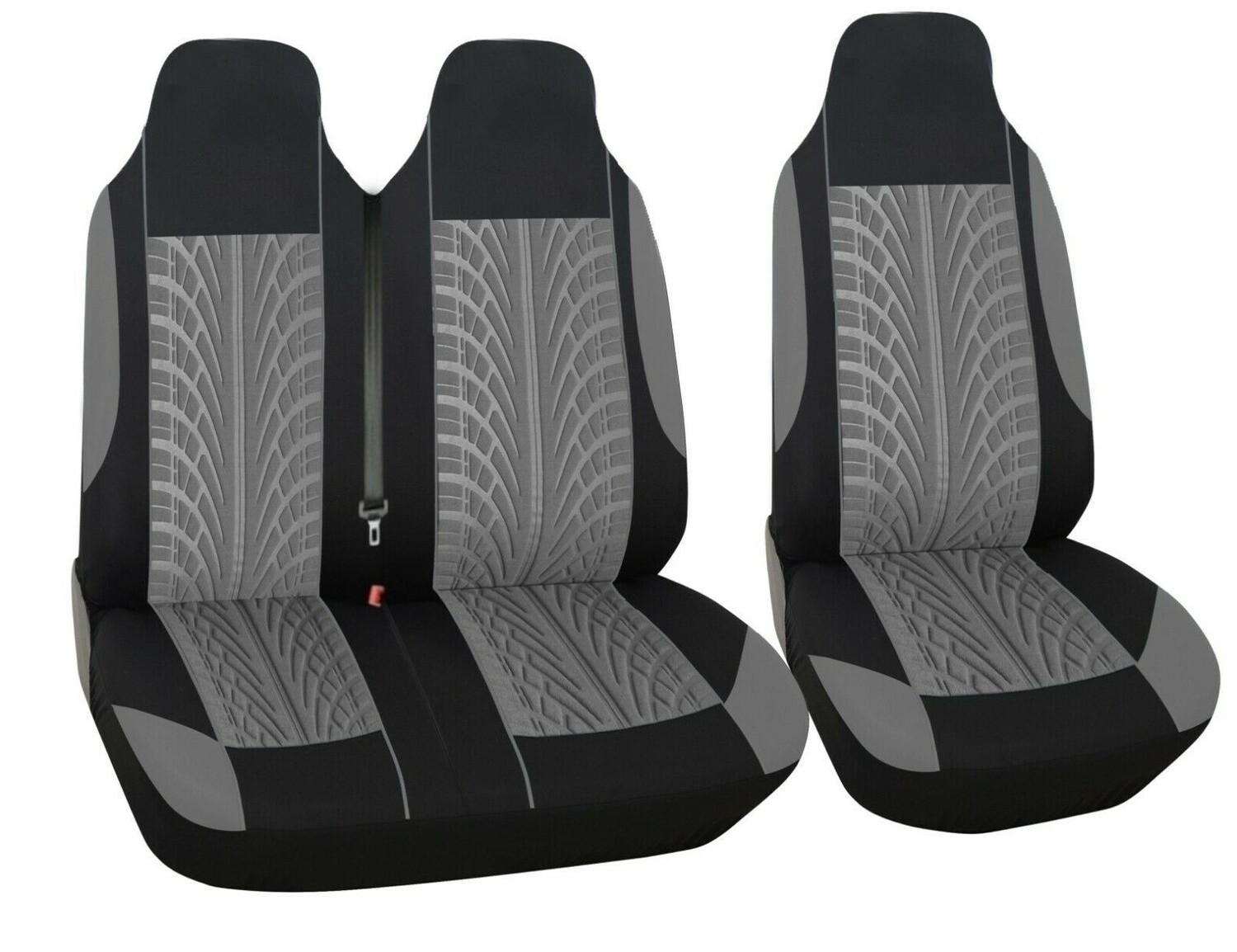 ​2+1 Huse Scaune Universal pentru Microbuze Negru Gri Textile