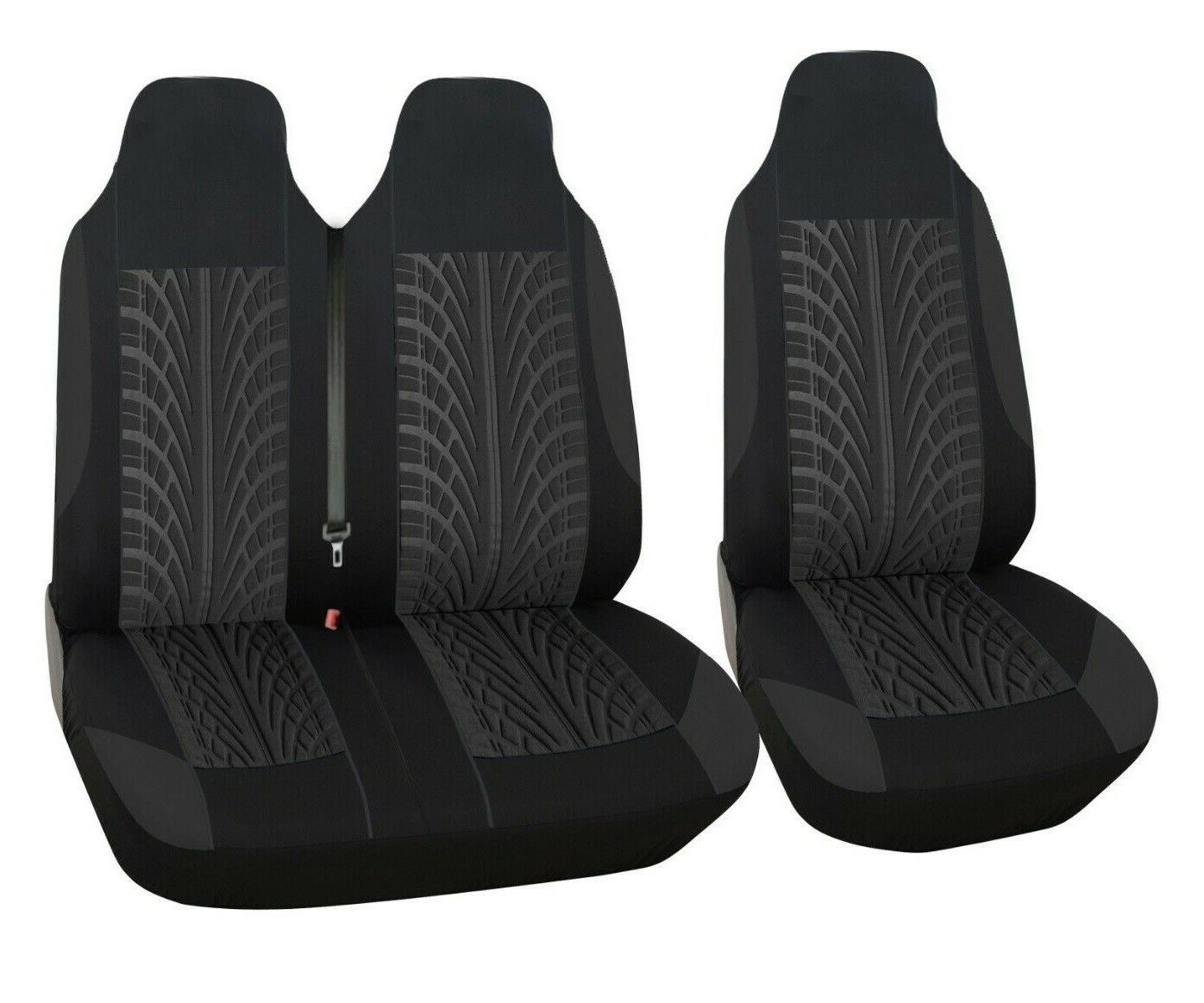 ​2+1 Huse Scaune Universal pentru Microbuze Negru Gri Textile