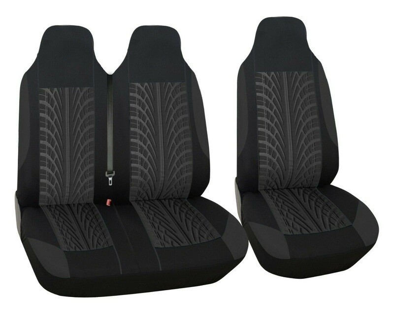 ​2+1 Huse Scaune Universal pentru Microbuze Negru Gri Textile