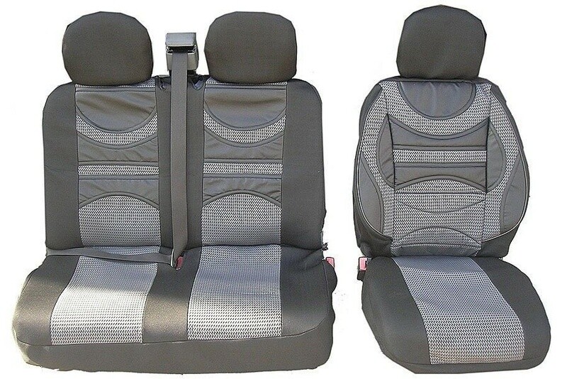 ​2+1 Huse Scaune Universal pentru Microbuze Gri Textile Piele cu Suport Lombar