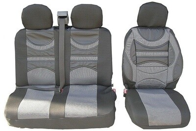 ​2+1 Huse Scaune Universal pentru Microbuze Gri Textile Piele cu Suport Lombar
