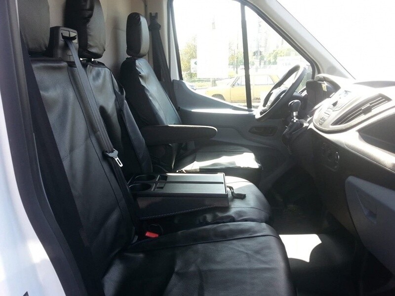 ​2+1 Huse Scaune pentru FORD TRANSIT 2013+ Microbuze Negru Piele