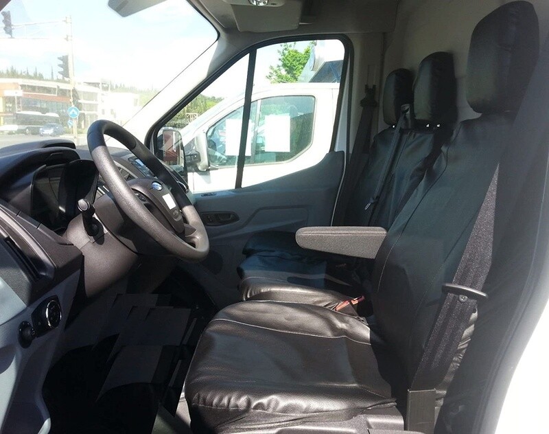 ​2+1 Huse Scaune pentru FORD TRANSIT 2013+ Microbuze Negru Piele