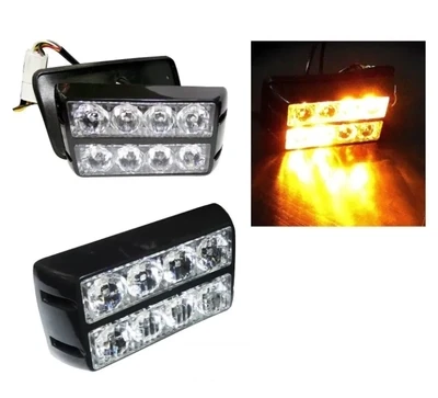 8 Led  Lumină de intermitentă Stroboscopică Dublu Galben 12v 24v