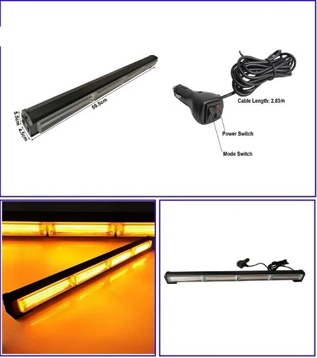 80W COB LED BAR Lumină Lampa Stroboscopică  de Avertizare Intermitent Urgenta 12-30V Auto Camion