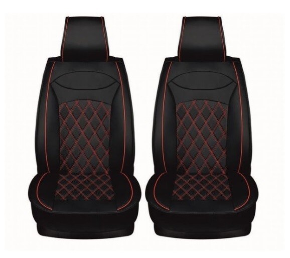 2 x HUSE SCAUNE PENTRU MASINI AUTO UNIVERSAL NEGRU ROSU PIELE