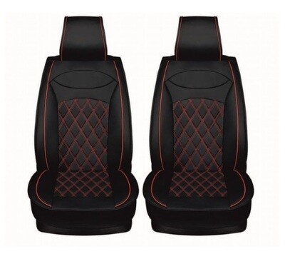 2 x HUSE SCAUNE PENTRU MASINI AUTO UNIVERSAL NEGRU ROSU PIELE