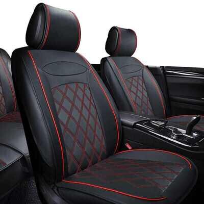 Huse Scaune pentru Masini Auto Universal Nergu Rosu Lux PU Piele Set Complet