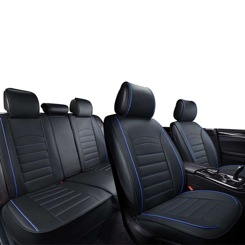 Huse Scaune pentru Masini Auto Universal Nergu Albastru Lux PU Piele Set Complet