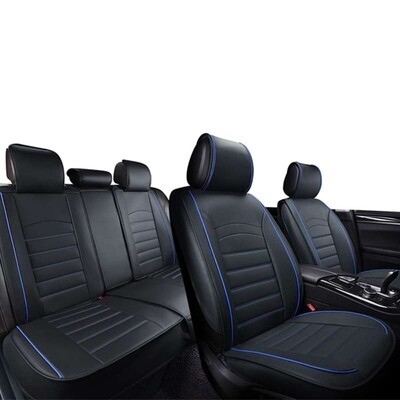 Huse Scaune pentru Masini Auto Universal Nergu Albastru Lux PU Piele Set Complet