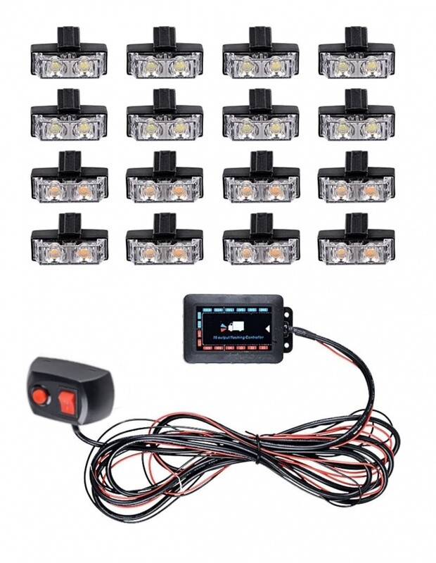 16 x 2 Led 12v  Lumină de avertizare de urgență intermitentă stroboscopică