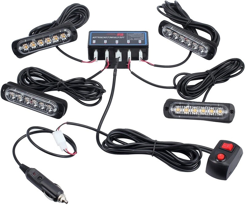 4 x 6 Led 12v Lumină de avertizare de urgență intermitentă stroboscopică