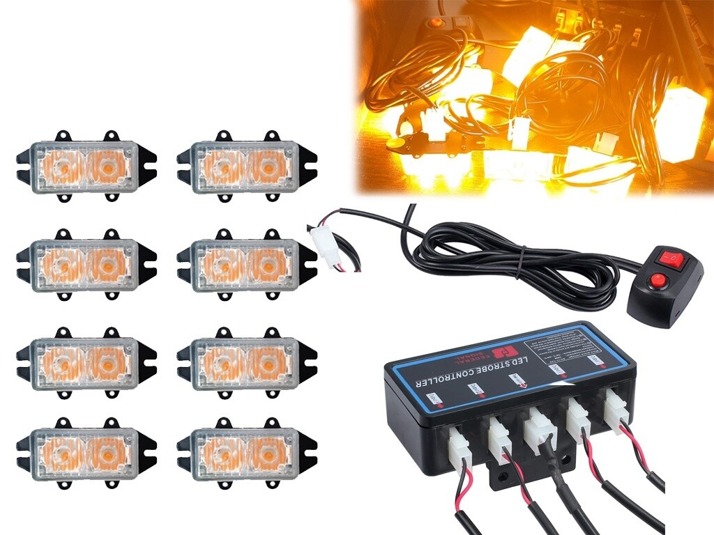 8 x 2 Led 12v  Lumină de avertizare de urgență intermitentă stroboscopică