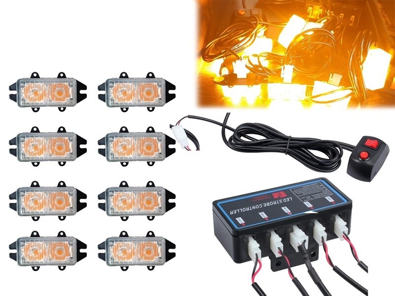 8 x 2 Led 12v  Lumină de avertizare de urgență intermitentă stroboscopică