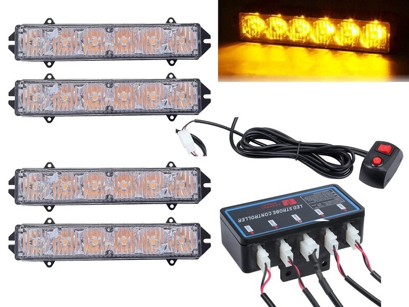 4 x 6 Led 12v  Lumină de avertizare de urgență intermitentă stroboscopică