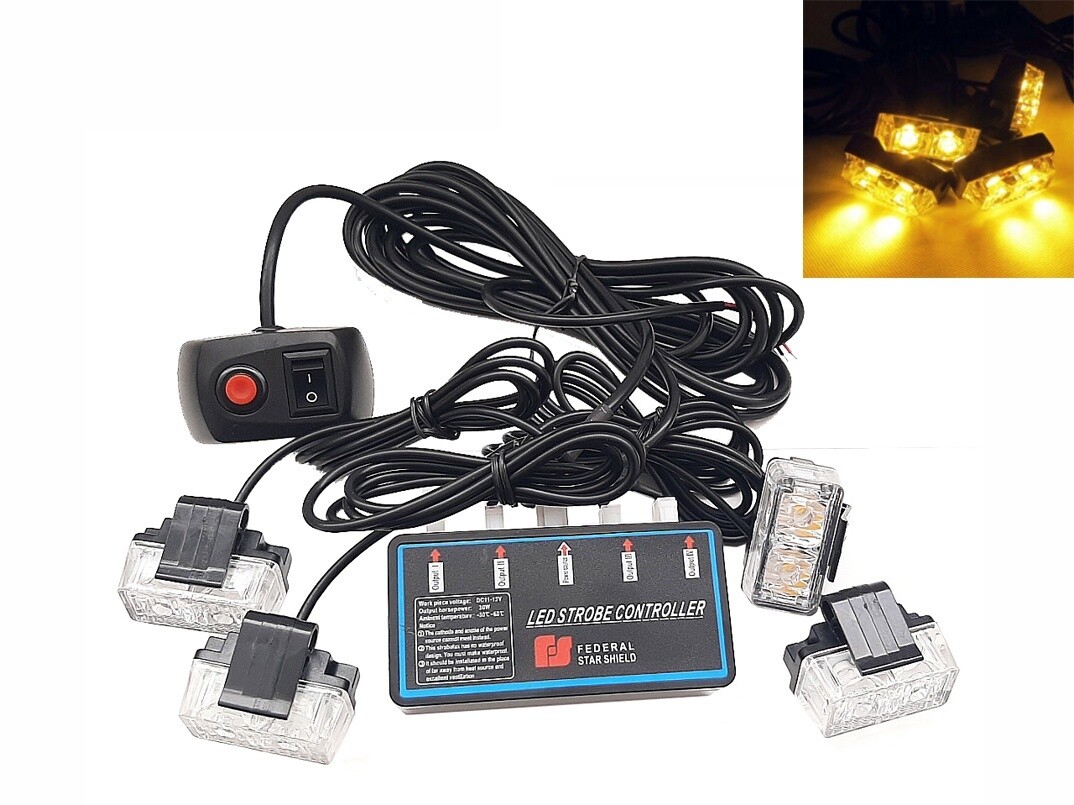 4 x 2 Led 12v  Lumină de avertizare de urgență intermitentă Lumini stroboscopică