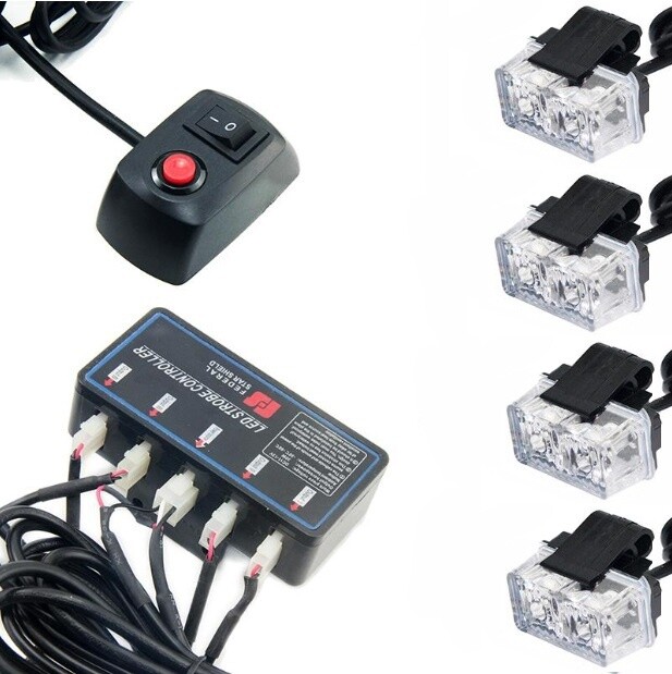 4 x 2 Led 12v  Lumină de avertizare de urgență intermitentă Lumini stroboscopică
