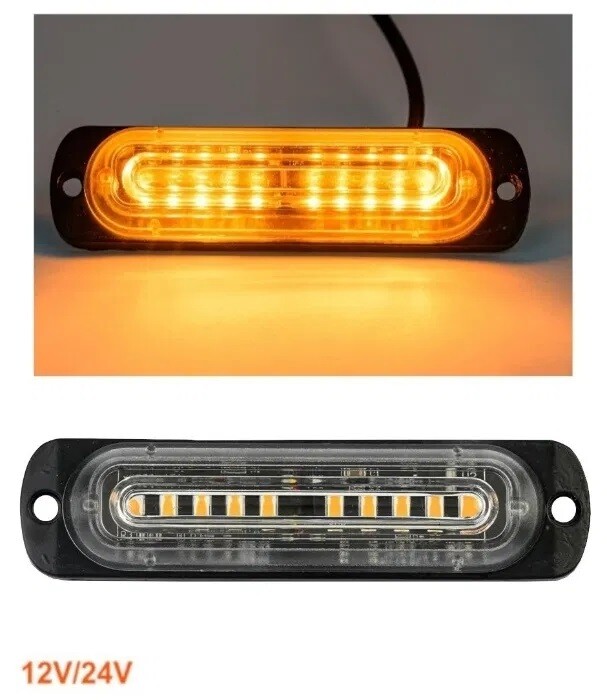 2 x 10 Led  Lumină de intermitentă Lampa Stroboscopică Girofar Galben 12v 24v