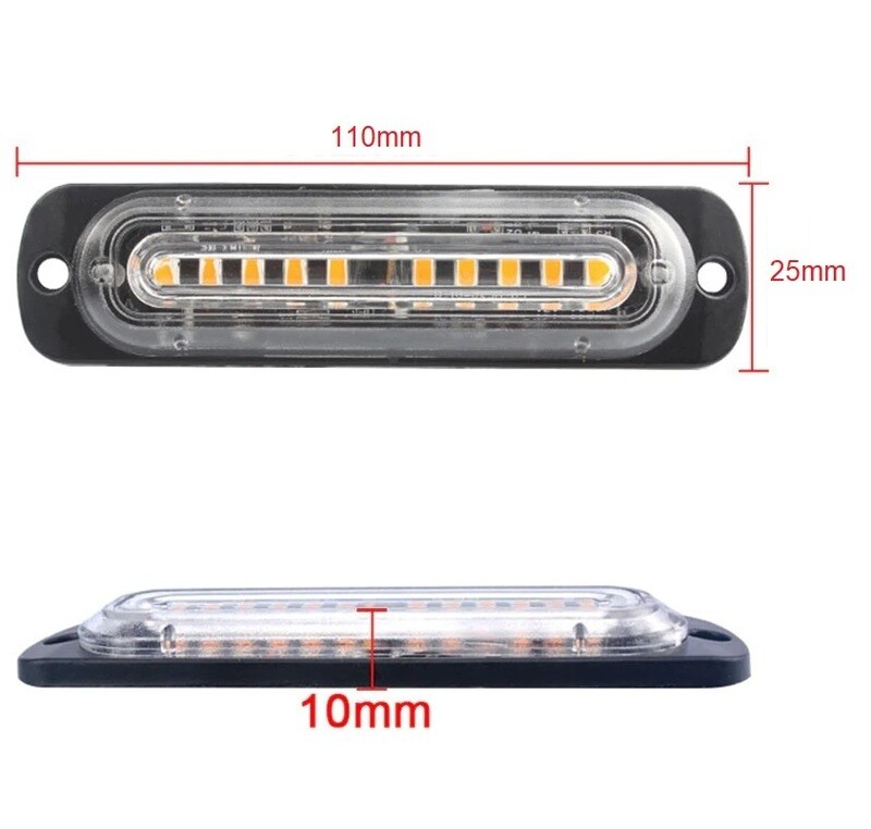 10 Led  Lumină de intermitentă Lampa Stroboscopică Girofar Galben 12v 24v