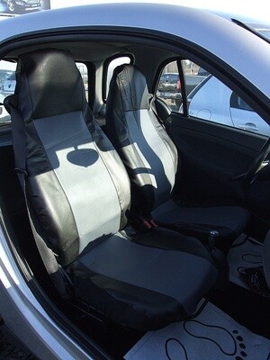2 x Huse Scaune pentru Smart ForTwo Masini Auto Negru Gri Piele