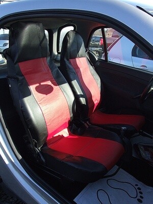 2 x Huse Scaune pentru Smart ForTwo Masini Auto Negru Rosu Piele