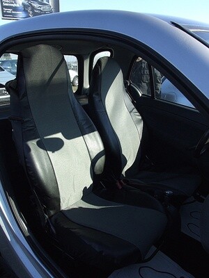 2 x Huse Scaune pentru Smart ForTwo Masini Auto Negru Gri Piele Textil