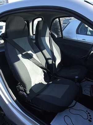 2 x Huse Scaune pentru Smart ForTwo Masini Auto Negru Gri Textil