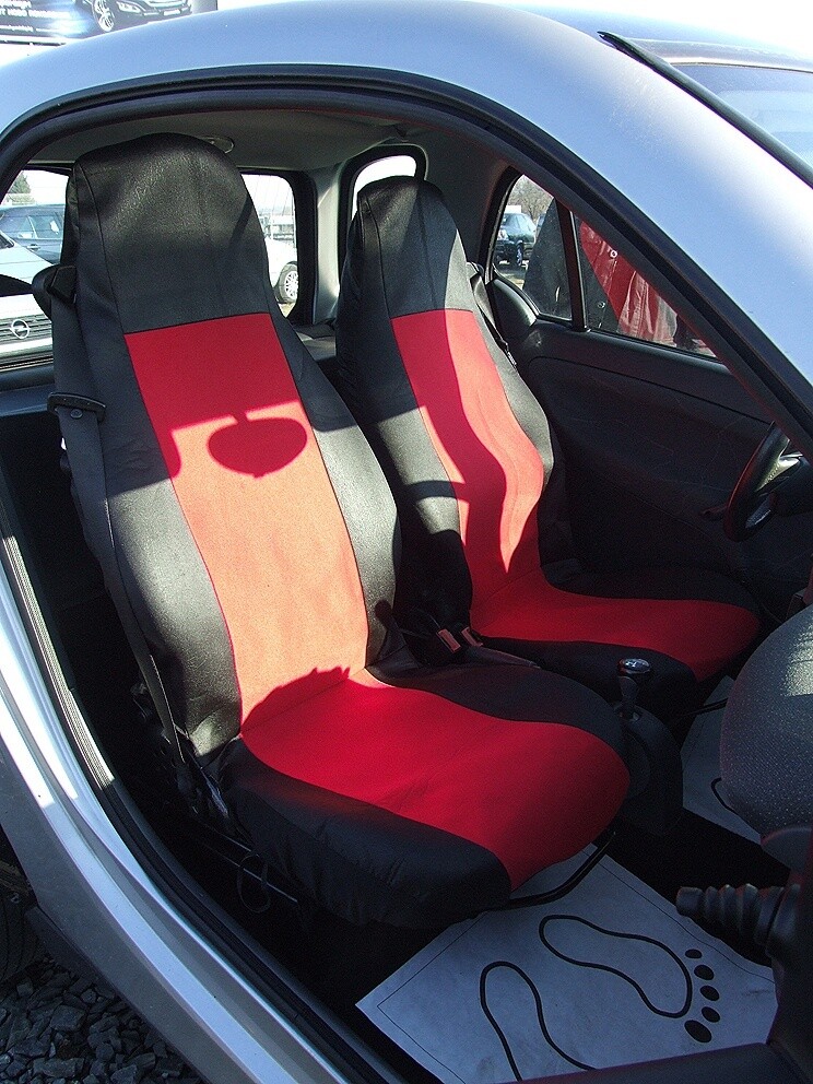 2 x Huse Scaune pentru Smart ForTwo Masini Auto Negru Rosu Textil