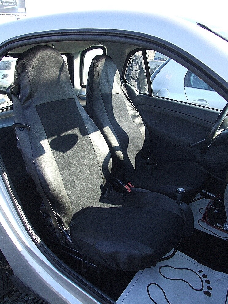 2 x Huse Scaune pentru Smart ForTwo Masini Auto Negru Textil